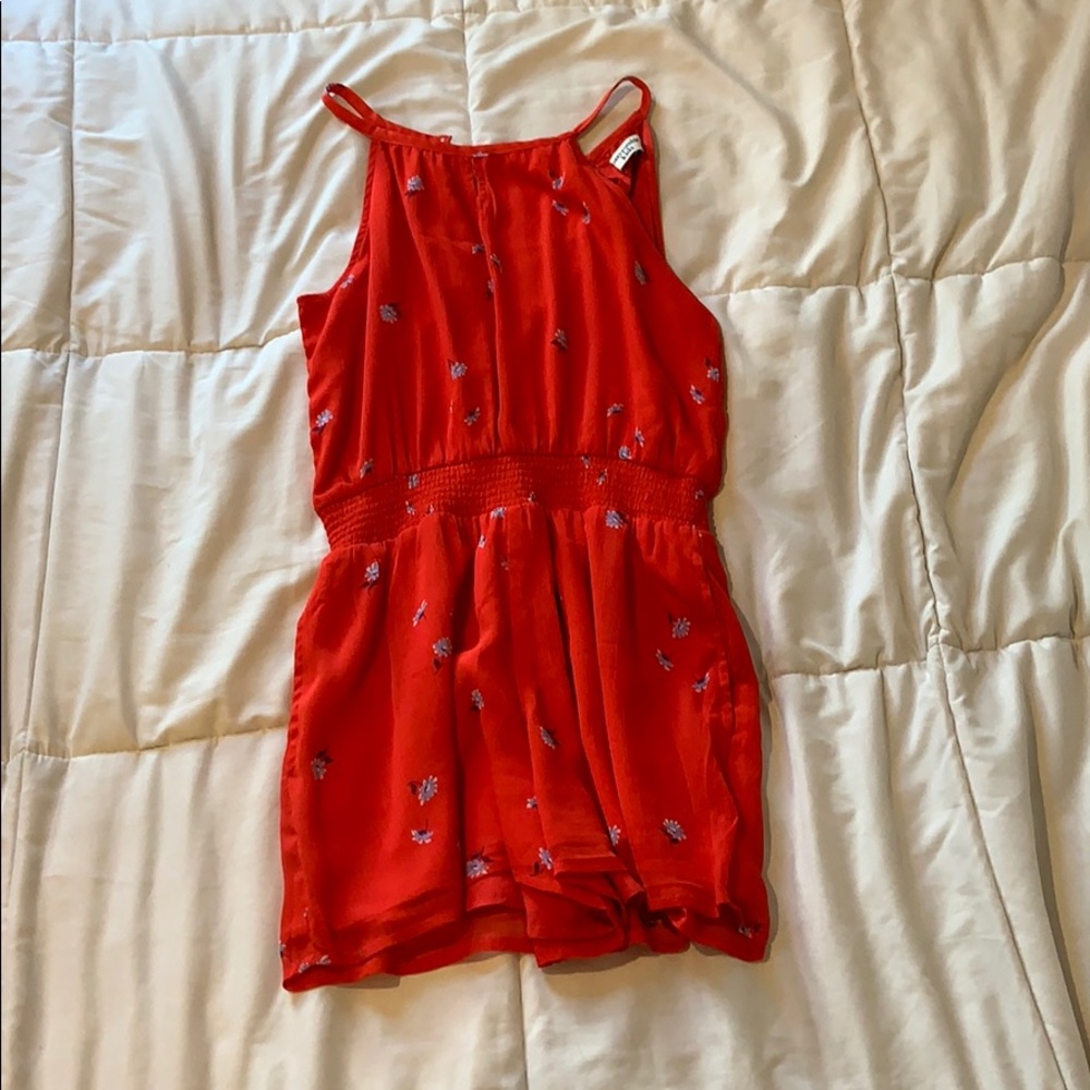 Abercrombie kids red romper with blue flowers